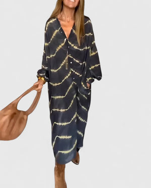 Amelie™ | Elegancka Sukienka Maxi w Stylu Boho w Paski