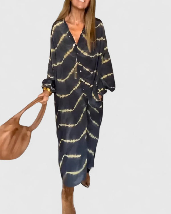 Amelie™ | Elegancka Sukienka Maxi w Stylu Boho w Paski