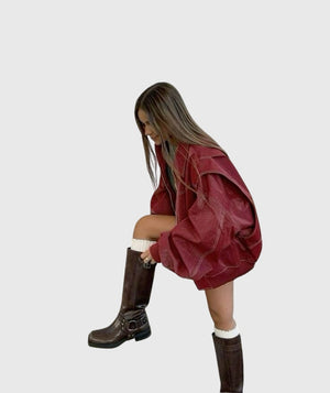 Faye™ - Oversized Skórzana Kurtka