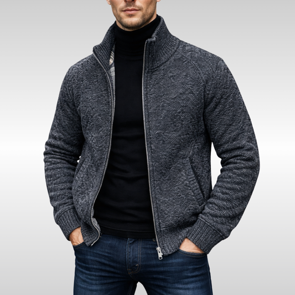 KARDIGAN HENLEY ZIP KNIT | WYRAFINOWANE CIEPŁO Z CZYSTYM WYKOŃCZENIEM